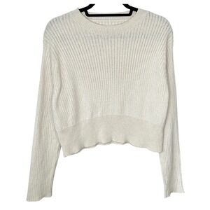 Cordera Ribbed Crewneck Cropped Sweater One Size OS Scandi‎ Quiet Luxury Cream